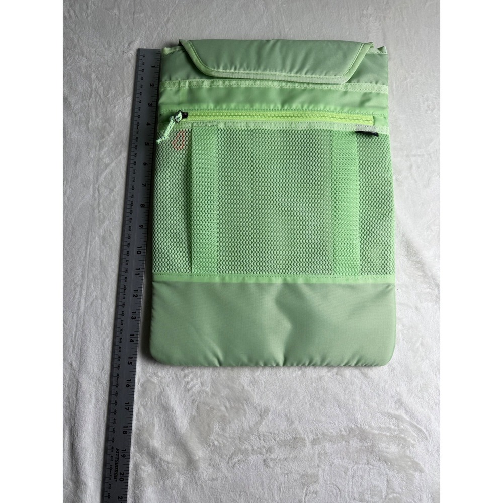 Mint Green Padded Laptop Sleeve Case with Mesh Pocket and Zippered Organizer
